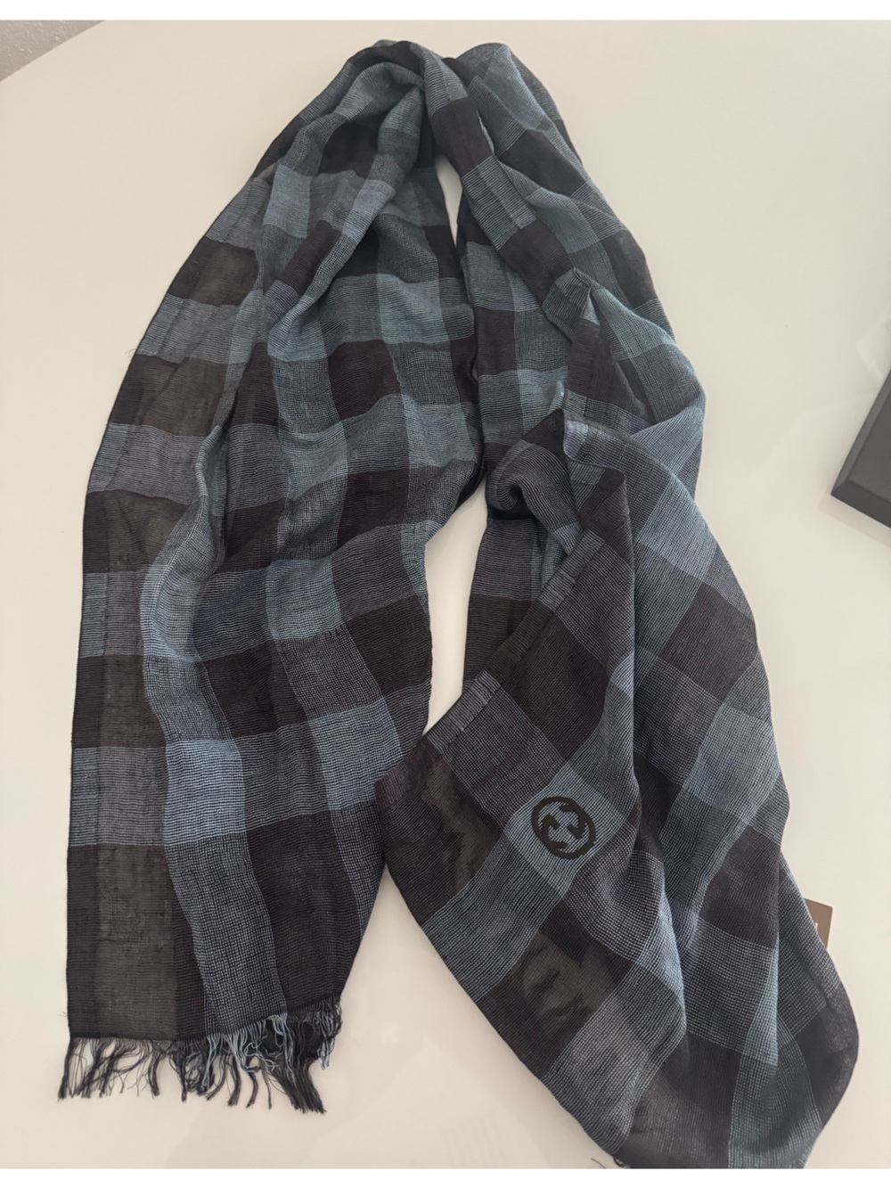 Gucci Men's Black & Charcoal Check Wool-Blend Scarf New (see comments)